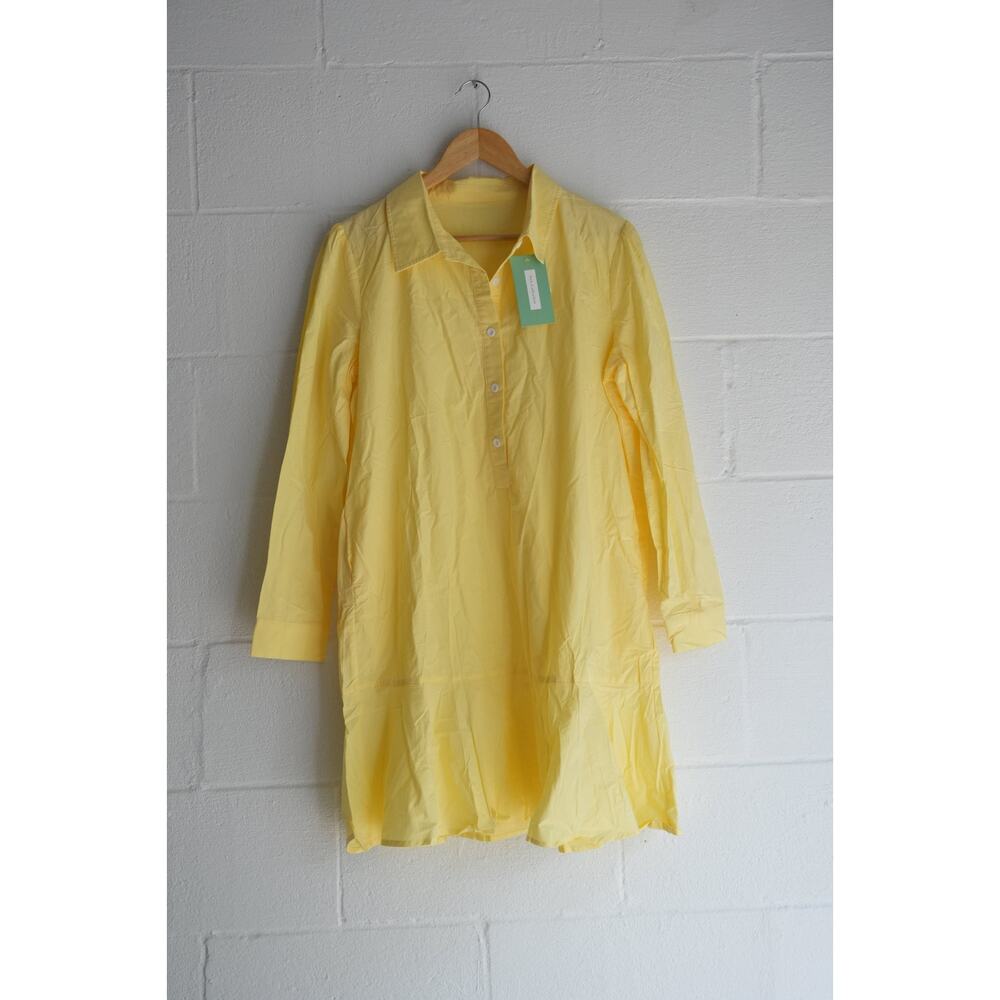 New Collection Yellow Button-Up‎ Long Sleeve Dress Size Large